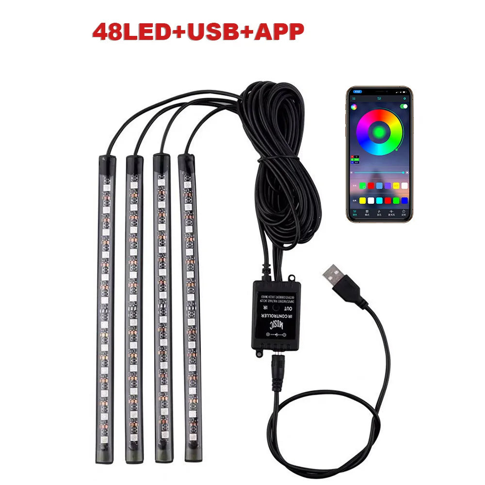 AutoNero GlowLED RGB – Zestaw Oświetlenia Wnętrza Samochodu USB + Pilot