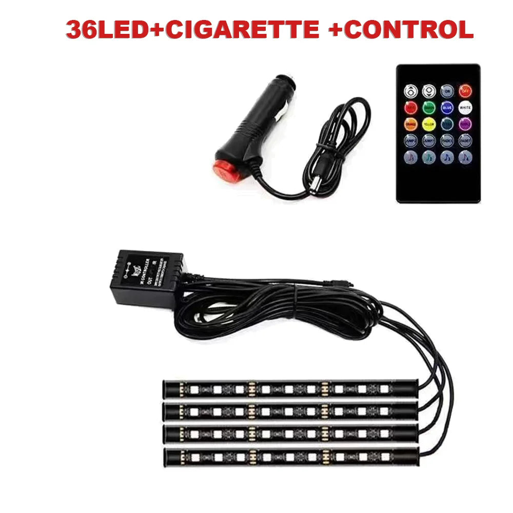 AutoNero GlowLED RGB – Zestaw Oświetlenia Wnętrza Samochodu USB + Pilot