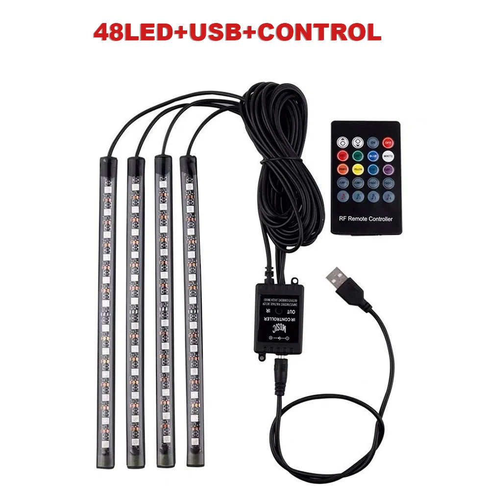 AutoNero GlowLED RGB – Zestaw Oświetlenia Wnętrza Samochodu USB + Pilot