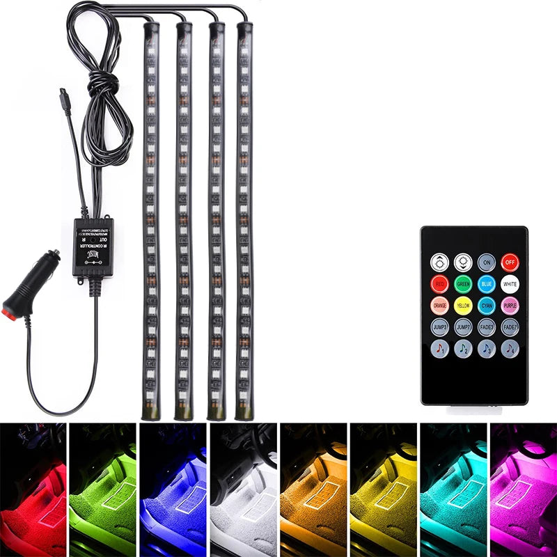 AutoNero GlowLED RGB – Zestaw Oświetlenia Wnętrza Samochodu USB + Pilot