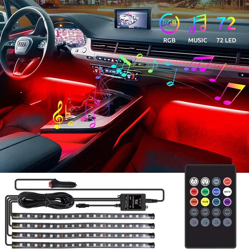 AutoNero GlowLED RGB – Zestaw Oświetlenia Wnętrza Samochodu USB + Pilot
