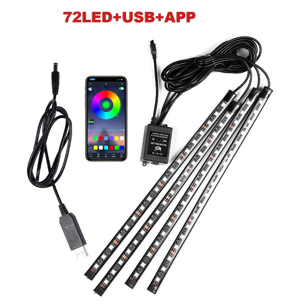 AutoNero GlowLED RGB – Zestaw Oświetlenia Wnętrza Samochodu USB + Pilot
