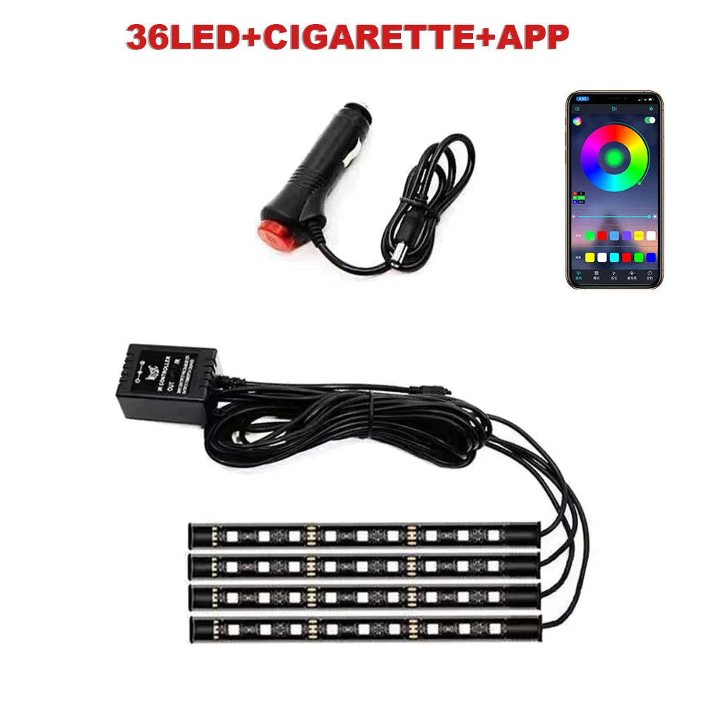 AutoNero GlowLED RGB – Zestaw Oświetlenia Wnętrza Samochodu USB + Pilot