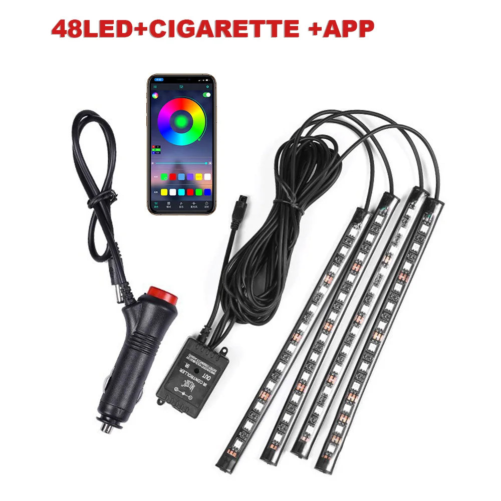 AutoNero GlowLED RGB – Zestaw Oświetlenia Wnętrza Samochodu USB + Pilot